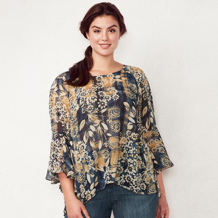 Plus Size Lc Lauren Conrad Bell-sleeve Top, Women's, Size: 1xl, White
