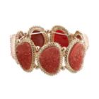 Gs By Gemma Simone Gold Tone Simulated Drusy Beaded Stretch Bracelet, Women's, Red