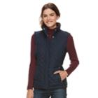 Women's Weathercast Faux-fur Lined Quilted Vest, Size: Small, Dark Blue