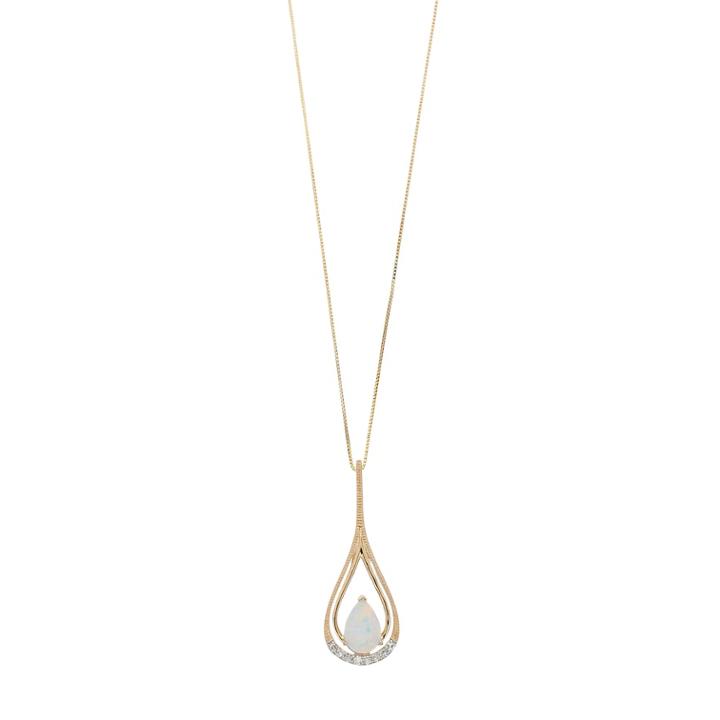 10k White Gold Lab-created White Opal & Diamond Accent Teardrop Pendant, Women's, Size: 18
