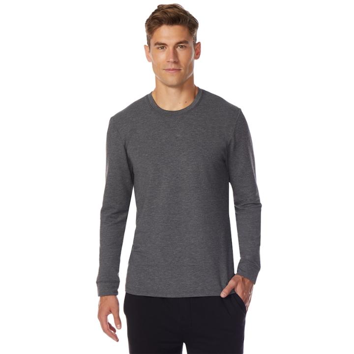 Men's Heat Keep Brushed Fleece Crewneck Tee, Size: Small, Dark Grey