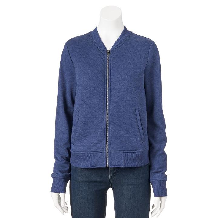 Juniors' So&reg; Quilted Knit Bomber Jacket, Girl's, Size: Xl, Blue