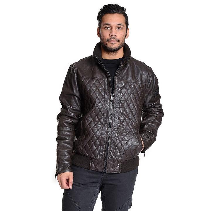 Men's Excelled Faux-leather Bomber Jacket, Size: Xxl, Brown