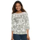 Women's Croft & Barrow&reg; Crochet Trim Boatneck Top, Size: Large, Lt Green