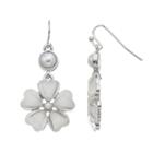 Glittery Flower Drop Earrings, Women's, White