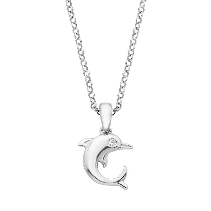 Little Diva Diamonds Kids' Sterling Silver Diamond Accent Dolphin Pendant, Girl's, Size: 16, White