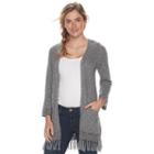 Women's Sonoma Goods For Life&trade; Fringe Cardigan, Size: Xl, Dark Grey