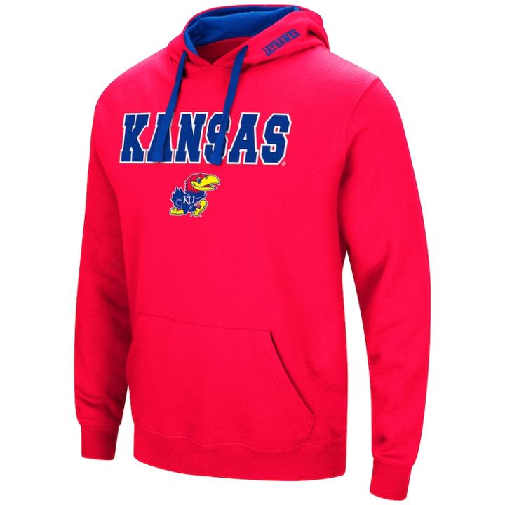 Men's Kansas Jayhawks Pullover Fleece Hoodie, Size: Small, Dark Blue