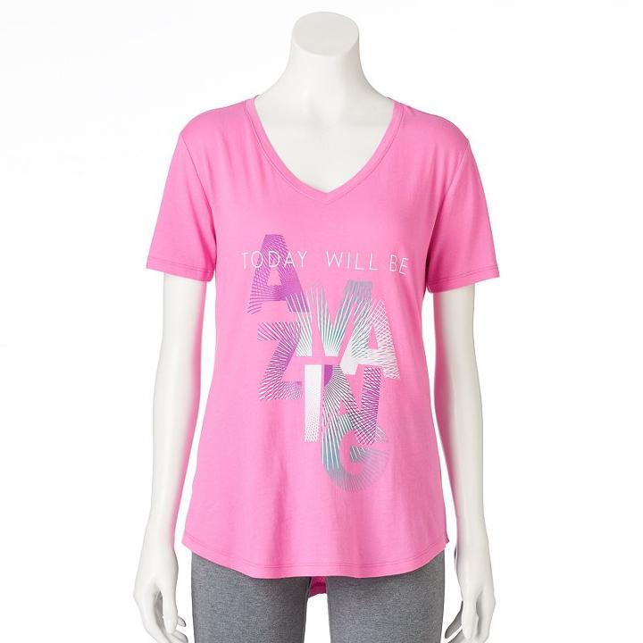 Women's Tek Gear® Dry Tek V-neck Tee, Size: Xs, Med Pink