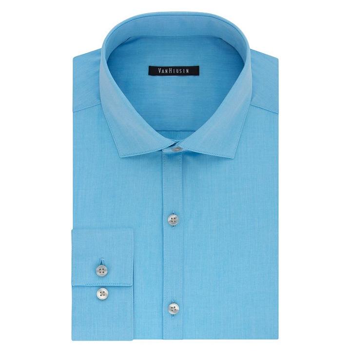 Big & Tall Van Heusen Flex Collar Slim Tall Dress Shirt, Men's, Size: 17.5 37-38, Turquoise/blue (turq/aqua)
