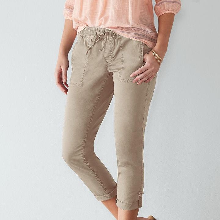 Women's Sonoma Goods For Life&trade; Pull-on Utility Capris, Size: 6, Med Beige