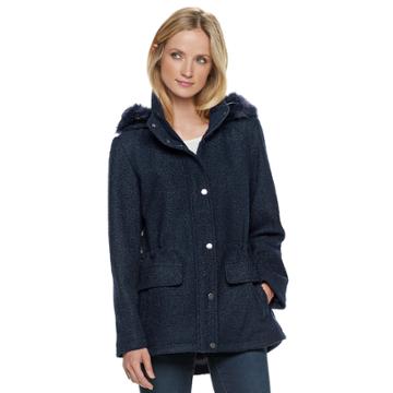 Women's D.e.t.a.i.l.s Faux-fur Hooded Anorak Jacket, Size: Xxl, Blue