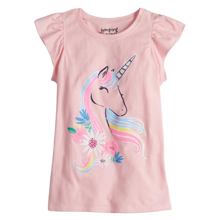 Girls 4-10 Jumping Beans&reg; Graphic Flutter Tee, Size: 6, Brt Pink