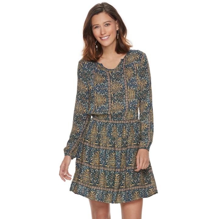 Women's Sonoma Goods For Life&trade; Printed Gauze A-line Dress, Size: Large, Dark Blue