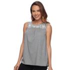 Women's Croft & Barrow&reg; Embroidered Tank, Size: Large, Med Grey