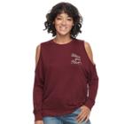 Juniors' About A Girl Bless Your Heart Graphic Cold-shoulder Sweatshirt, Size: Small