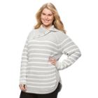 Plus Size Croft & Barrow&reg; Striped Cowlneck Sweater, Women's, Size: 2xl, Med Grey