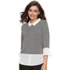 Women's Elle&trade; Printed Mock-layer Top, Size: Xl, Med Grey