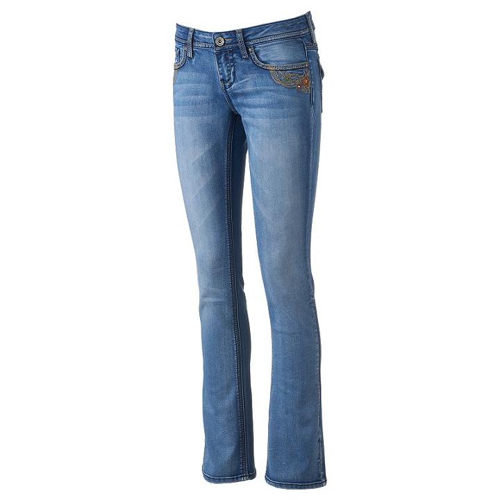 Juniors' Hydraulic Floral Bootcut Jeans, Girl's, Size: 1 Avg/reg, Blue