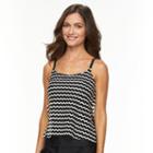 Women's Croft & Barrow&reg; Tummy Slimmer Striped Eyelet Tankini Top, Size: 12, Oxford