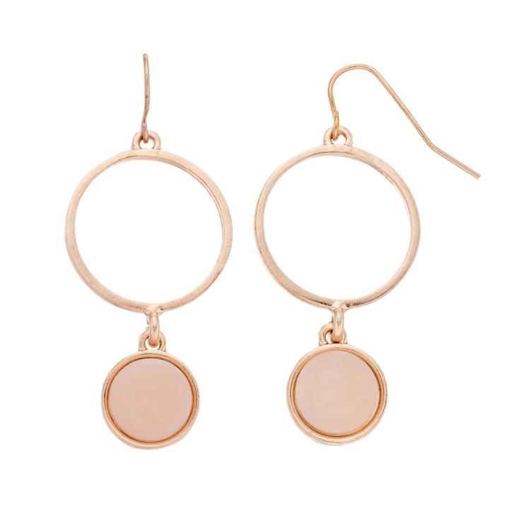 Double Drop & Inlay Earring, Women's, Light Pink