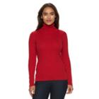 Women's Croft & Barrow&reg; Essential Ribbed Turtleneck Sweater, Size: Medium, Med Red