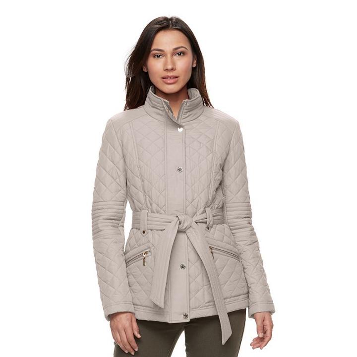 Women's Gallery Quilted Jacket, Size: Xl, Beig/green (beig/khaki)