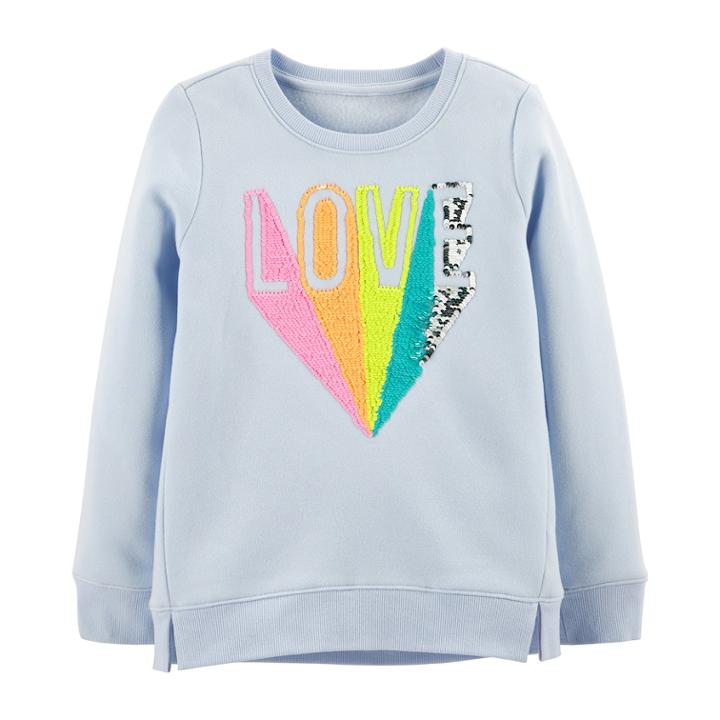 Girls 4-12 Oshkosh B'gosh&reg; Love Flip-sequin Sweatshirt, Size: 4-5, Med Blue