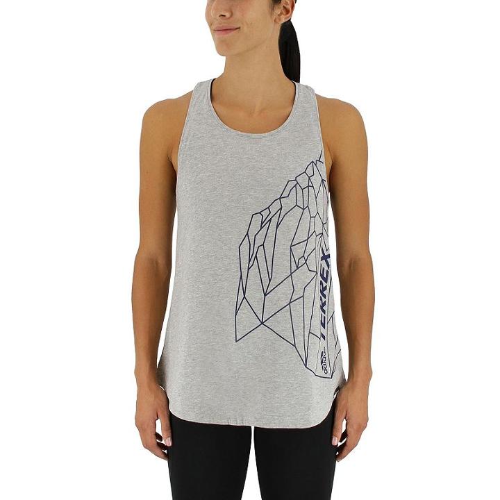 Women's Adidas Outdoor Rock Racerback Workout Tank, Size: Small, Light Grey