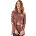 Women's Apt. 9&reg; Cage Sleeve Tee, Size: Xl, Berry Floral