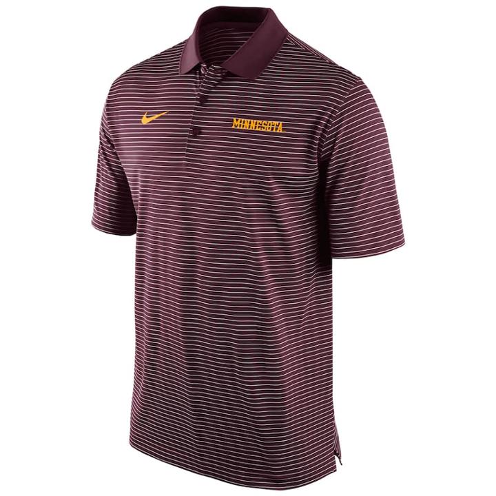 Men's Nike Minnesota Golden Gophers Striped Stadium Dri-fit Performance Polo, Size: Small, Dark Red