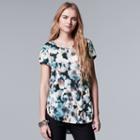 Women's Simply Vera Vera Wang Print High Low Hem Tee, Size: Xs, Blue (navy)