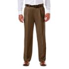 Men's Haggar&reg; Cool 18&reg; Pro Classic-fit Wrinkle-free Pleated Expandable Waist Pants, Size: 40x31, Med Brown