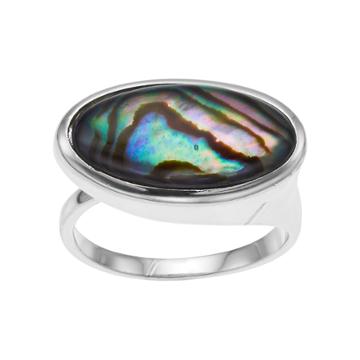 Olive & Ivy Abalone Oblong Band Ring, Women's, Size: 8, Grey