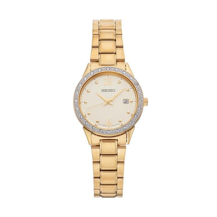 Seiko Women's Crystal Stainless Steel Watch - Sur674, Size: Small, Gold