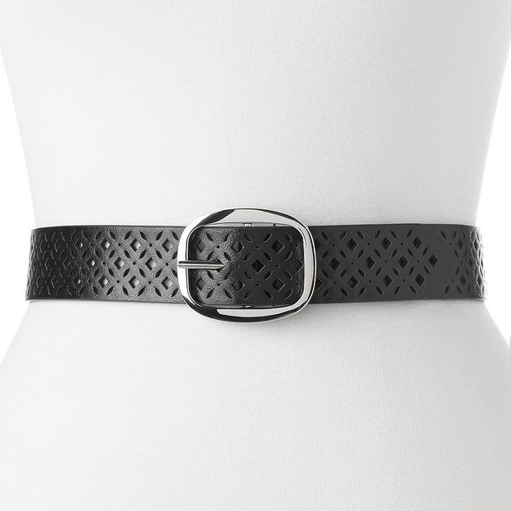 Women's Apt. 9&reg; Perforated Reversible Belt, Size: Xl, Grey (charcoal)