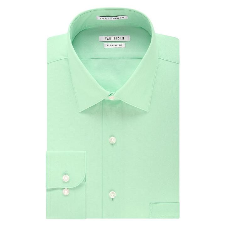 Big & Tall Van Heusen Regular-fit Herringbone Spread-collar Dress Shirt, Men's, Size: 18 34/5b, Green Oth