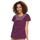 Women's Sonoma Goods For Life&trade; Embroidered Lace-up Top, Size: Small, Med Red