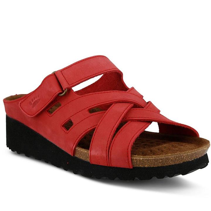 Spring Step Sabra Women's Wedge Footbed Sandals, Size: 39, Med Red