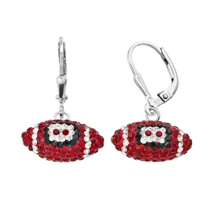 Mississippi State Bulldogs Crystal Sterling Silver Football Drop Earrings, Women's, Multicolor