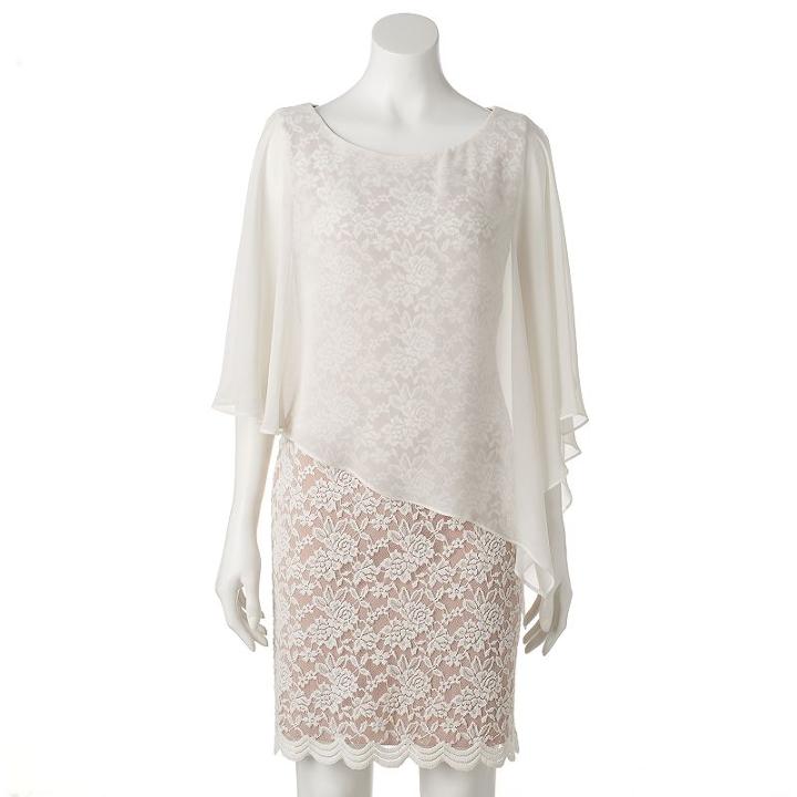 Women's Connected Apparel Lace Asymmetrical Popover Dress, Size: 12, Dark Brown
