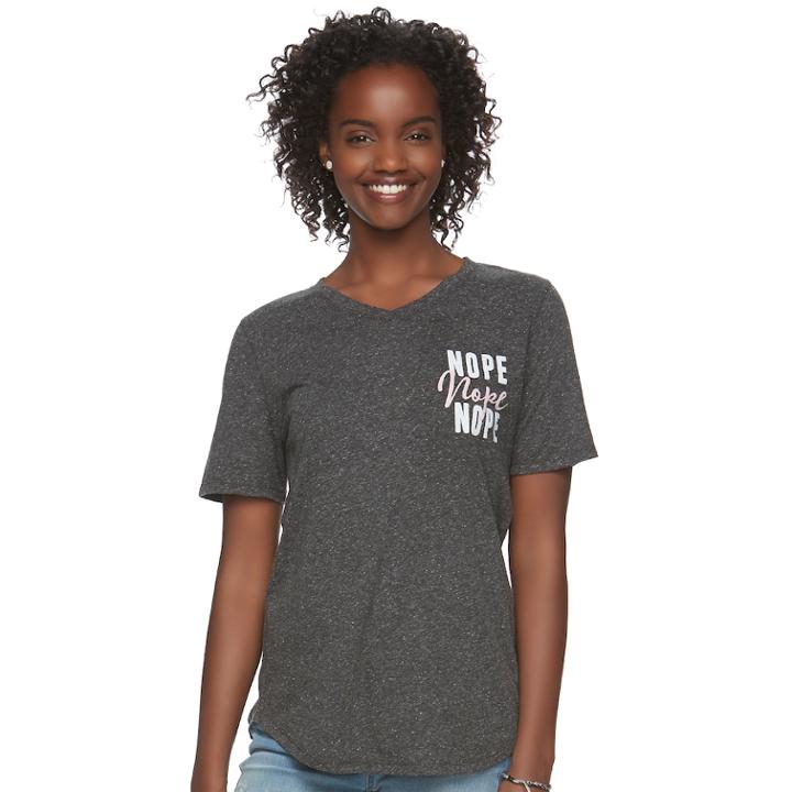 Juniors' Awake Nope Graphic Tee, Teens, Size: Small, Black