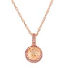 14k Rose Gold Over Silver Peach Quartz & Amethyst Halo Pendant, Women's, Size: 16, Orange