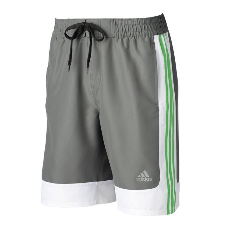 Men's Adidas Colorblock Microfiber Volley Swim Trunks, Size: Small, Grey (charcoal)