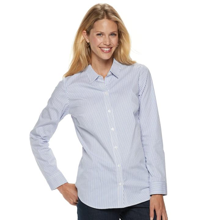 Women's Croft & Barrow&reg; Easy Care Shirt, Size: Medium, Blue (navy)