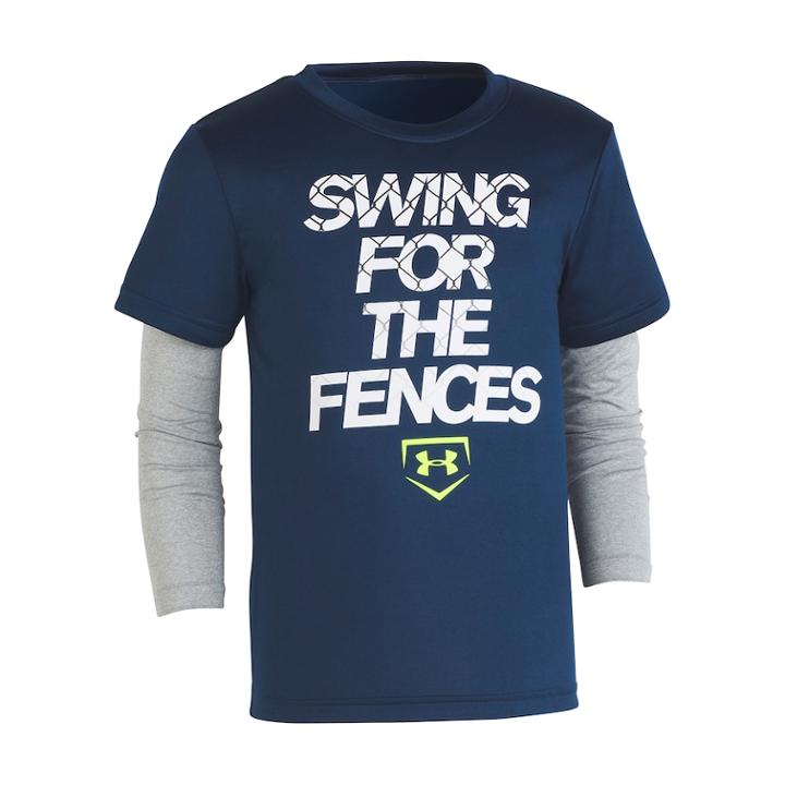 Boys 4-7 Under Armour Swing For The Fences Mock Layer Tee, Size: 6, Blue (navy)