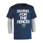 Boys 4-7 Under Armour Swing For The Fences Mock Layer Tee, Size: 6, Blue (navy)