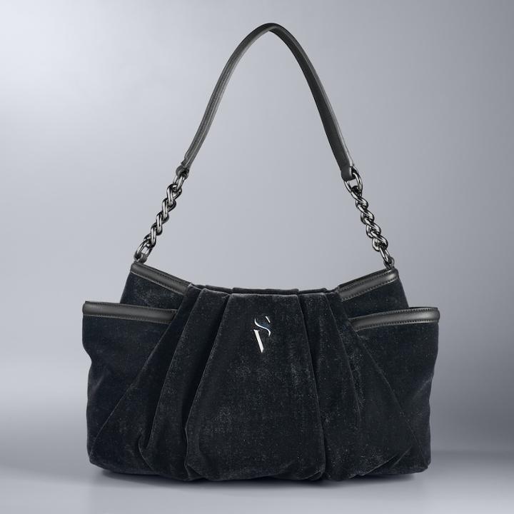 Simply Vera Vera Wang Alicia Velvet Hobo, Women's, Black