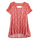 Girls 7-16 & Plus Size Mudd&reg; Lace-pieced Keyhole Swing Tee, Size: 16 1/2, Lt Orange