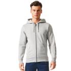 Men's Adidas Essentials Linear Full-zip Fleece Hooded Jacket, Size: Medium, Med Grey